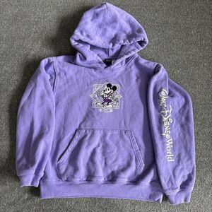Disney 100 Years Of Wonder Hoodie Youth Kids 11/12 Purple Embroidered Sweatshirt